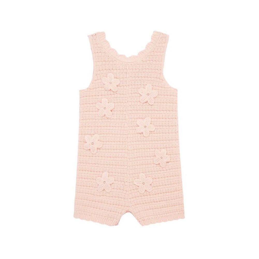Little Me Girls  Flower Pointelle Knit Romper